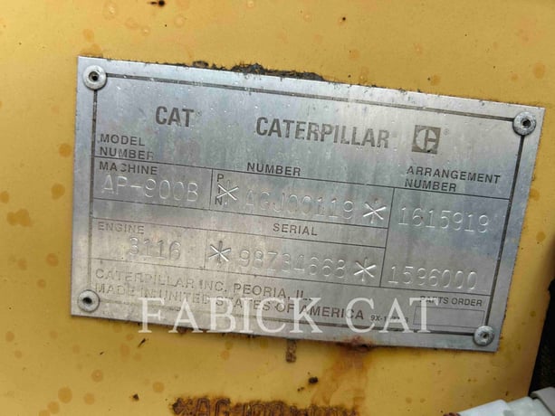 Caterpillar AP900B, Asphalt Paver, 9723 hours, S/N: AGJ00119, 2000 - Image 6