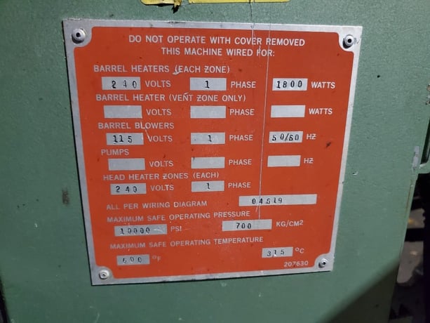 1.25" Davis Standard #DS-125, plastic extruder, 24:1 L/D, 15:1 G/B ratio, 5 HP DC motor, 1991 - Image 8