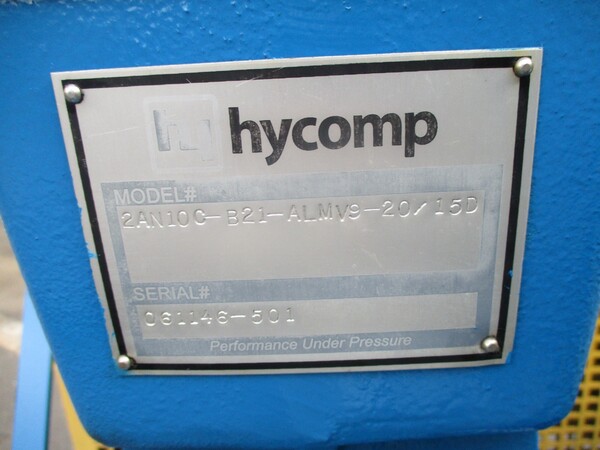 15 HP Hycomp #2AN10C-B21-ALMV9-20/15D, Boost Compressor, Nitrogen/Air/Gas Pressure Booster, 1760 RPM - Image 8