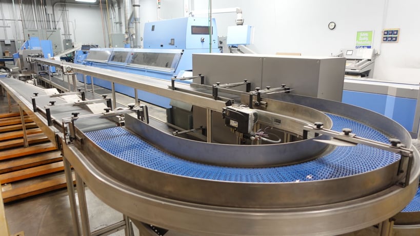 Muller Martini, Acoro #3026, Perfect Binder Line, hot melt glue, cooling, reject, trim, stack, 2013 - Image 2