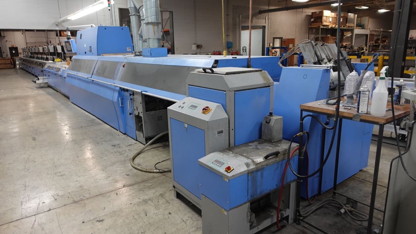 Muller Martini, Acoro #3026, Perfect Binder Line, hot melt glue, cooling, reject, trim, stack, 2013 - Image 3