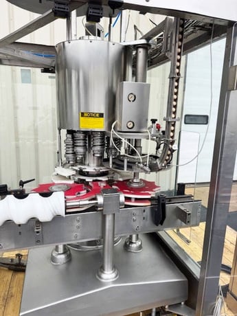 MBF #Capmatic-360/9P, 9-Head Rotary T-Corker with Hopper Elevator - Image 2
