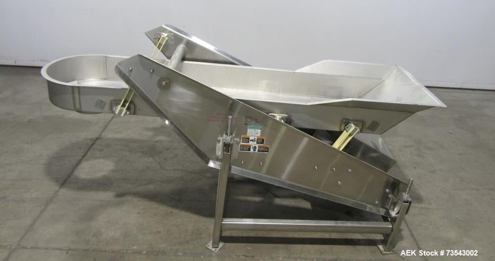 24" wide x 8' long, FMC Link-Belt #EL-2412/08X70, vibratory conveyor, 1 HP, 460 V., 11-3/4" diameter discharge - Image 1