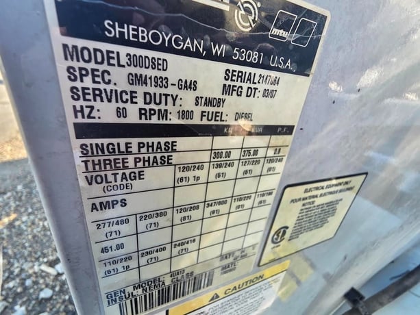 300 KW Detroit #14L, Diesel Generator Set, 685 HP, 1800 RPM, 480 Volts, 3PH, 18268 hours, 2007 - Image 6