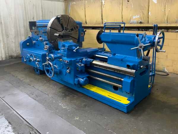 40" x 50" Ryazan #3, gap bed engine lathe, 4-jaw 39" chuck, 2-Axis Newall C80 digital read out, 20 HP, 1990 - Image 1