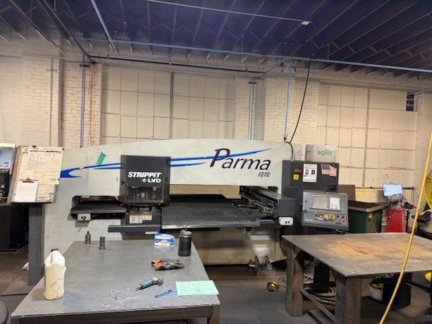 22 Ton, Strippit #Parma-1212, 21 Station Thick Turret, 1/4" Capacity, 49" x 49" Sheet, Fanuc Oi-PC, Brush - Image 1