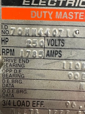 250 HP 1800 RPM Master Duty Master 841 XL, Frame 449T, TEFC, MODEL: P 4 4 G 0 7 1 0 B, 460 Volts - Image 5