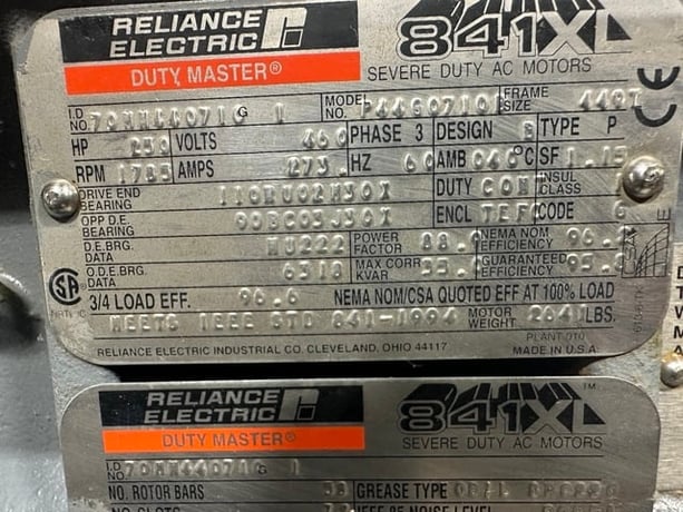 250 HP 1800 RPM Master Duty Master 841 XL, Frame 449T, TEFC, MODEL: P 4 4 G 0 7 1 0 B, 460 Volts - Image 7