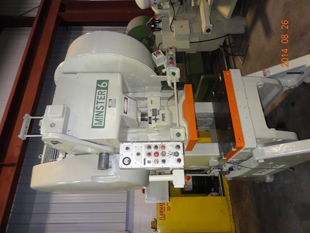 60 Ton, Minster #6, OBI press, 3.5" stroke, 2.75 power ram adj., 13.25" Shut Height, 0-120 SPM,air clutch & - Image 2