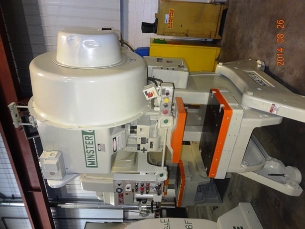 60 Ton, Minster #6, OBI press, 3.5" stroke, 2.75 power ram adj., 13.25" Shut Height, 0-120 SPM,air clutch & - Image 5