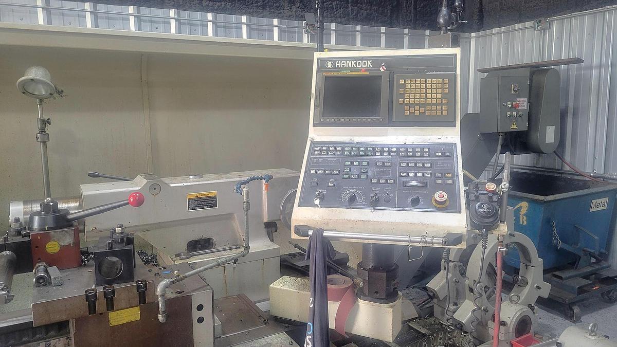37.43" x 157" Hankook #PROTEC-9NC, Hollow Spindle Lathe, 21.1" X, 151" Z, 24.8" swing over cross slide, 151" - Image 6