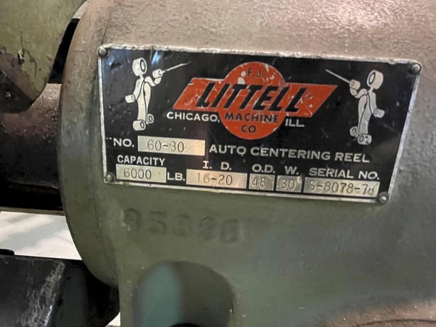 6000 lb. Littell #60-30, pull off coil reel, 30" width, 48" outside dimensions, 16"-20" expansion range - Image 3