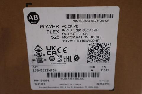 Allen-Bradley Bradley 25B-E022N104 POWERFLEX 525 600 VAC 3 PHASE 22 AMP 20 HP - STK GF17 - Image 2