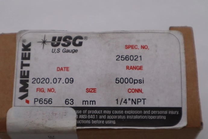 Ametek USG P656 Pressure Gauge 63MM 5000PSI 1/4NPT STOCK H1235A - Image 1