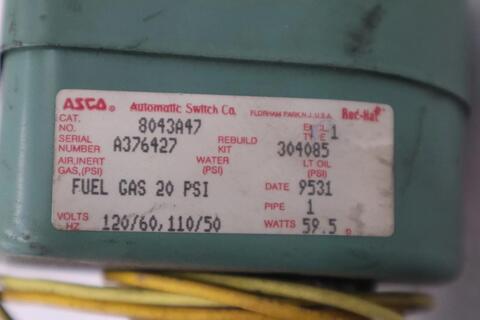 Asco 8043A47 Electric Solenoid Valve Pipe Size 1" NPT Coil 120 VAC - STK 5724CC - Image 2