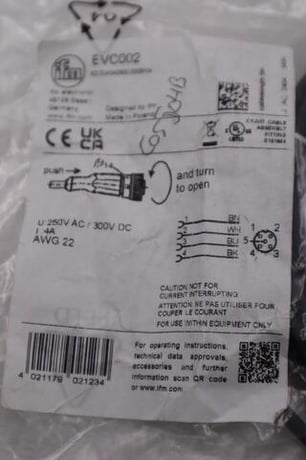 LOT OF 2 - IFM EVC002 Electronic Sensor Cable - STOCK H1400 - Image 2