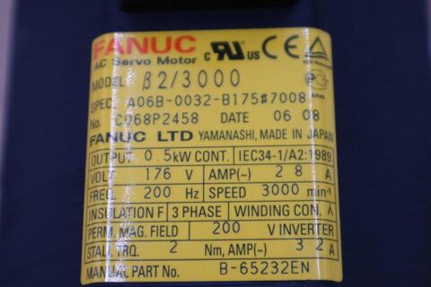 NEW OPEN BOX FANUC B2/3000 A06B-0032-B075#7000 Servo Motor STK GF90 - Image 3