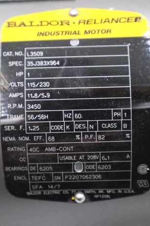 New open box baldor l3509 115/230v 11.8/5.9a 1hp stk m199cc - Image 2