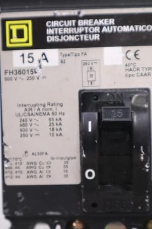 NEW OPEN BOX Square D Circuit Breaker 15A 600VAC - FH36015 STOCK H1238 - Image 2