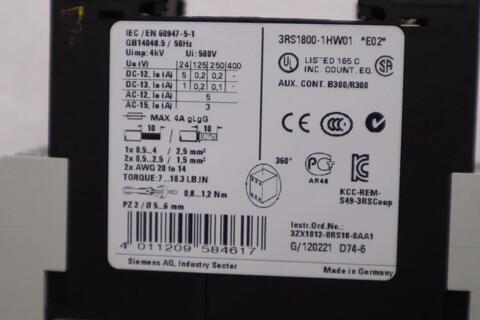 Siemens 3rs1800-1hw01 relay stock h1496a - Image 2