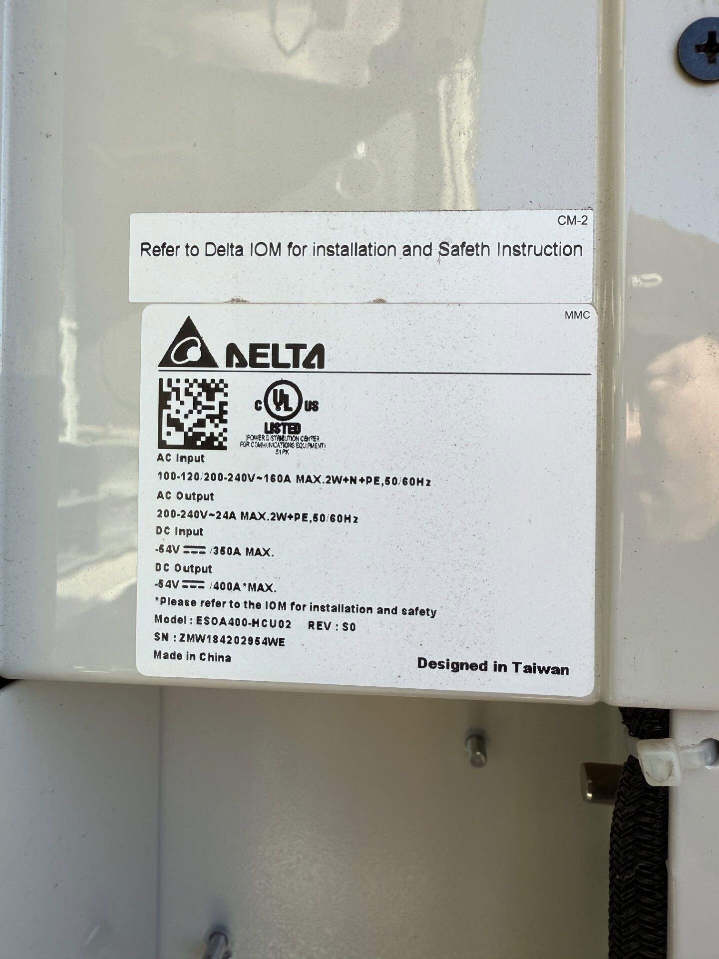 Delta #ESOA400-HCU02, battery cabinet, -48 VDC, in stock - Image 3