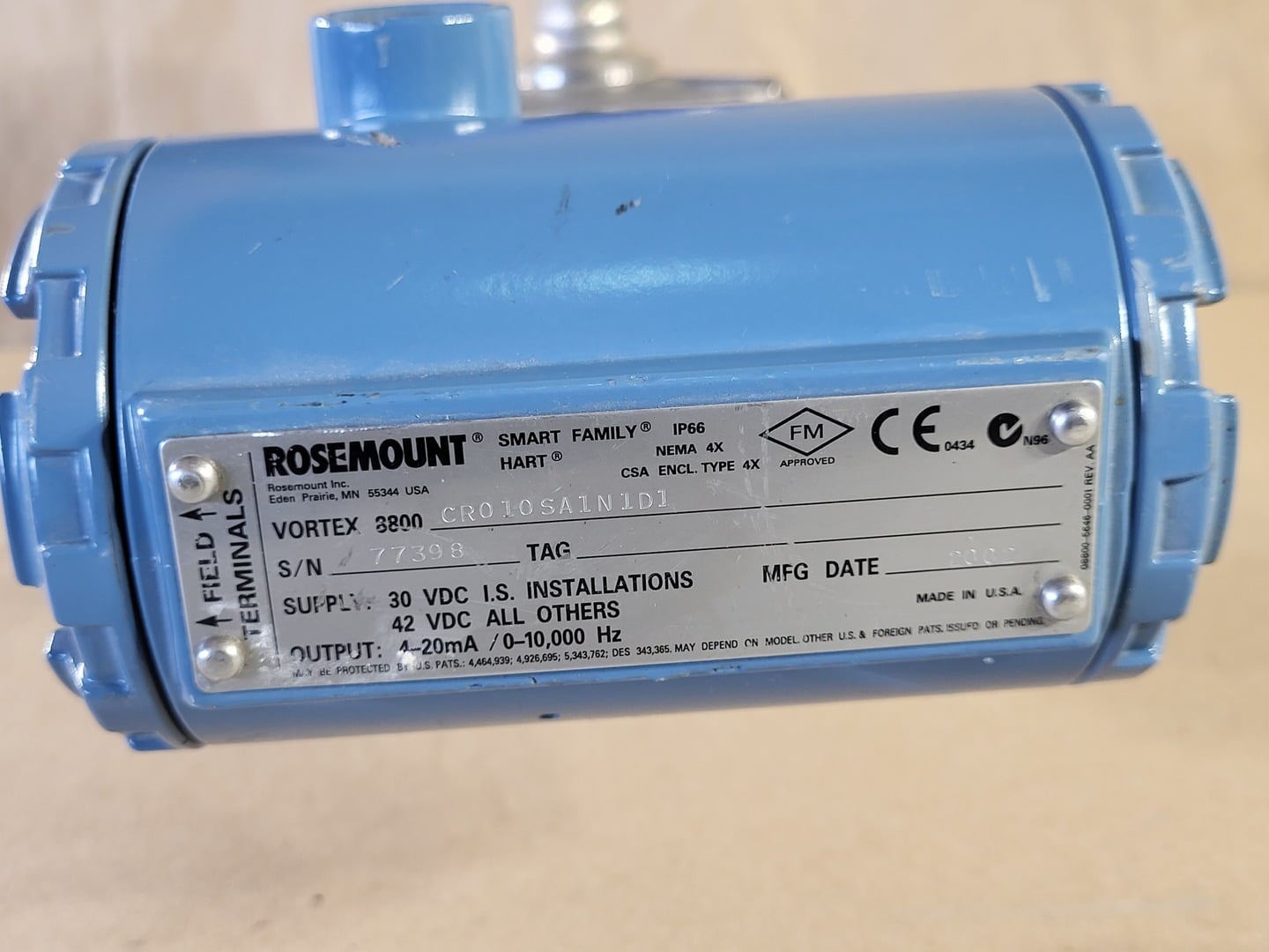 Rosemount #8800CR010SA1N1D1, 1" Class 150 Vortex Flow Meter - Image 2