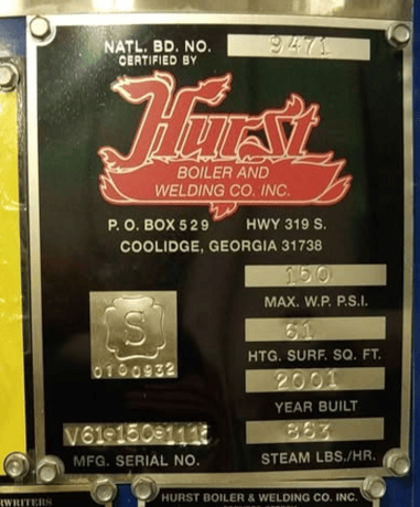 25 HP Hurst #4VT-G-20-150, firetube, 150 psi, 2001 - Image 2