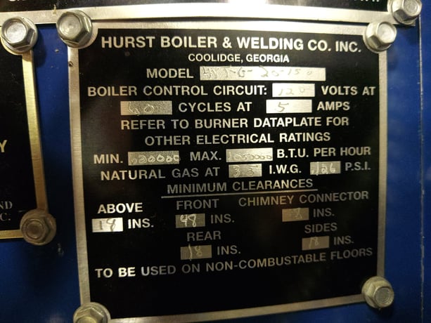 25 HP Hurst #4VT-G-20-150, firetube, 150 psi, 2001 - Image 10