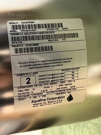 Aquafine Corp. #TROJANUVLOGIC-02AS20, Water Treatment Assembly - Image 2