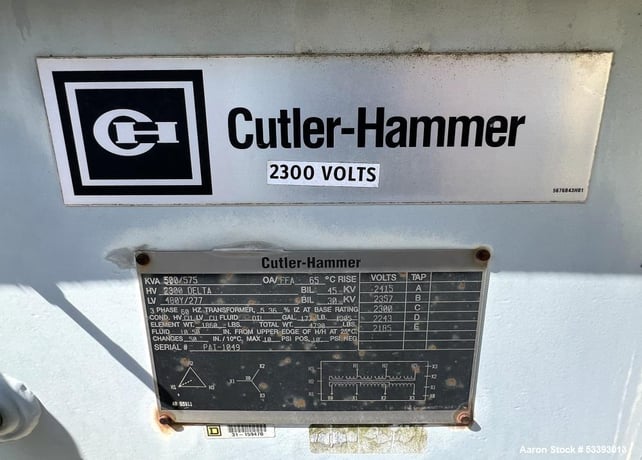 500/575 KVA 2300 Delta Primary, 480Y/277 Secondary, Cutler-Hammer transformer - Image 9