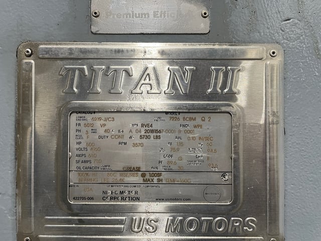 500 HP 3600 RPM U.S. Motors, Frame 5012VP, WPIIBB, 4160 Volts (2 available) - Image 3