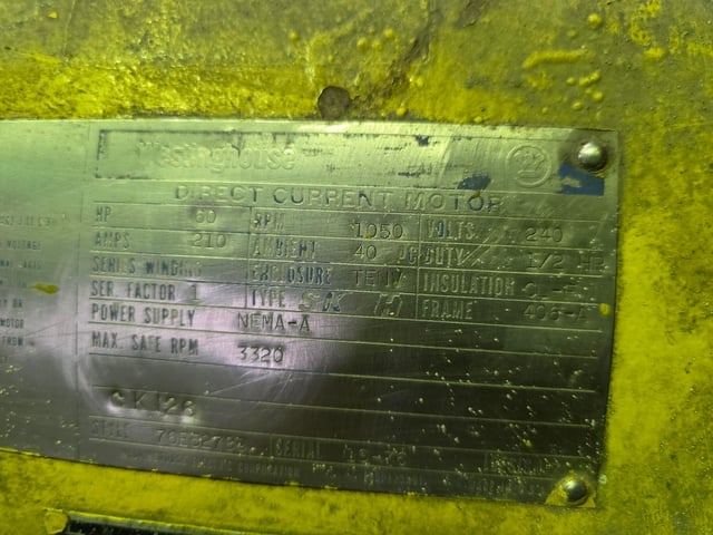 60 HP 1200 RPM Westinghouse, Frame 406A, TENVBB, 240 VA - Image 2