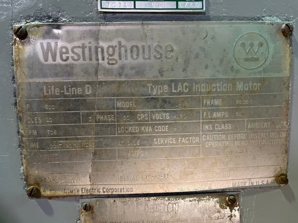 500 HP 720 RPM Westinghouse, Frame 6808L, WPIIBB, 4160 Volts - Image 3