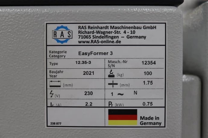 No. EasyFormer-3-12.35-3 RAS, CNC swaging machine, 1.75mm max sheet thick, 255mm max working depth - Image 7