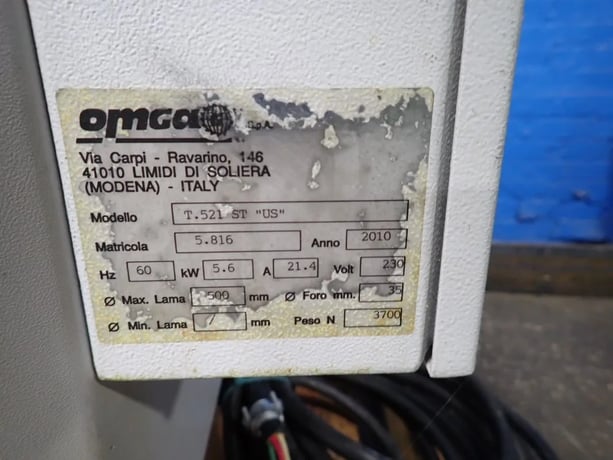 Omga #T.521ST-US, Fine Positioner Table Saw, 21.4 amps, 5.6 KW, 230 Volts, 2010 - Image 6