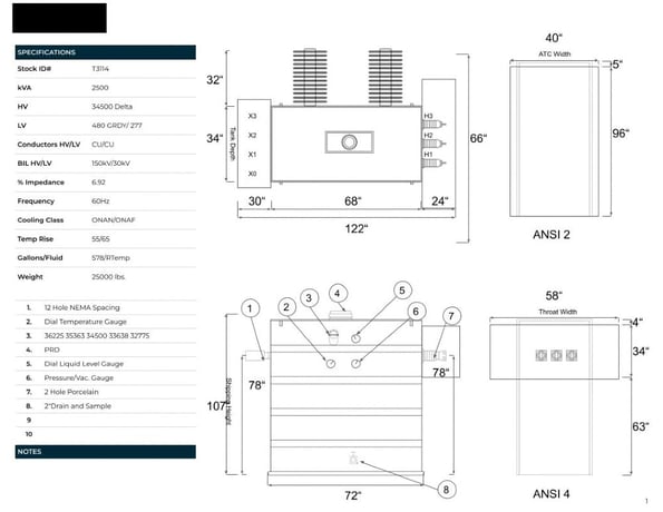 2500/3500 KVA 34500 Delta Primary, 480GrdY/277 Secondary, SUB, Recon(shipment available in 10 days) - Image 1