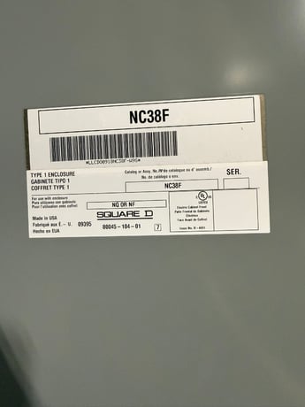 225 Amp. Square D, NC38F, Type 1 Enclosure, 3-Phase, 4-Wire, 120/208Y Volts w/ misc. breakers - Image 3