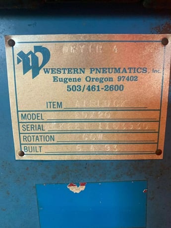 20" x 20" Western Pneumatic, Rotary Airlock Feeder, 1993 - Image 2