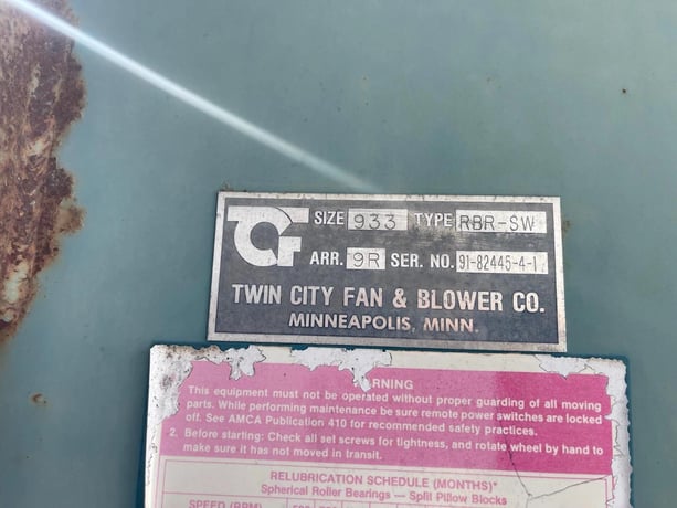 Twin City Fan & Blower Co. #933-RBR-SW, Blower, 57" diameter, 33" ID, 24" width, counter clock wise Up Blast - Image 4