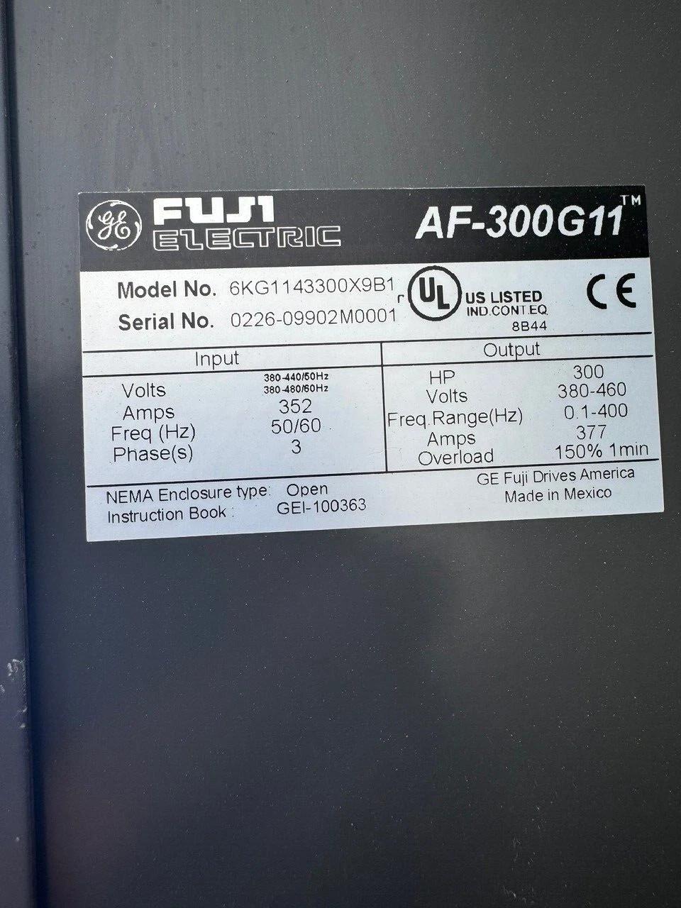 300 HP General Electric/ Fuji Electric, 6KG1143300X9B1, Variable Frequency Drive, 380-460 Volts, 3PH - Image 5