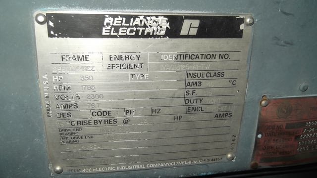 350 HP 1800 RPM Reliance, Frame 4412Z, TEFC BB, 2300 Volts - Image 3