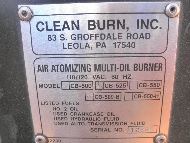 Clean Burn #CB-500, air atomizing multi-oil burner - Image 5
