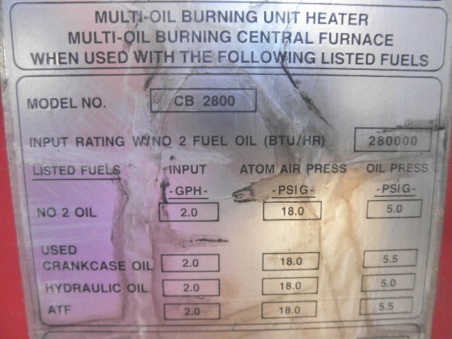 Clean Burn #CB-500, air atomizing multi-oil burner - Image 9