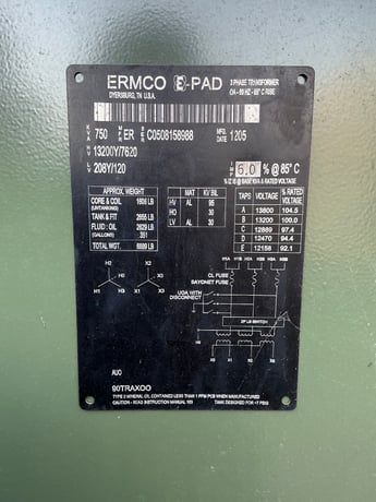750 KVA 13200Y/7620 Primary, 208Y/120 Secondary, 3 phase, Padmount Transformer - Image 1
