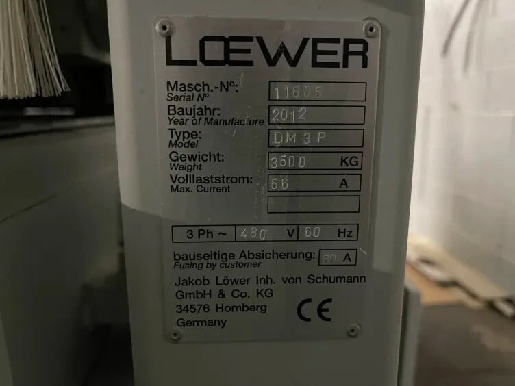 Loewer #DM-3P, Door Brush Sander, 480 V., 3ph, 2012 - Image 4