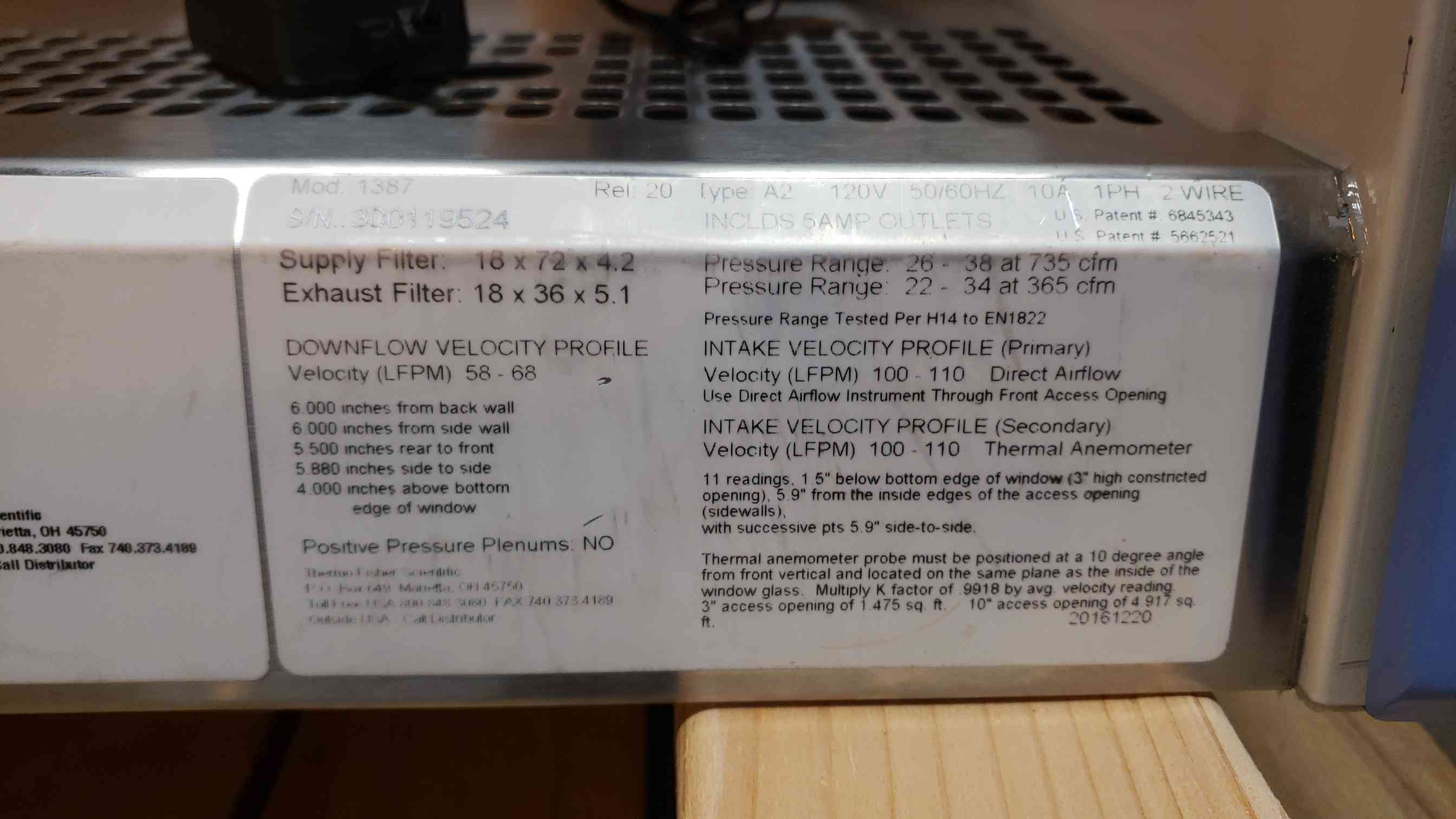 Thermo Scientific #1387, BioSafety Cabinet, Type A2, - Image 7
