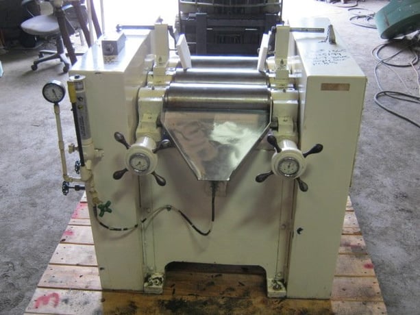6" x 14" Charles Ross & Son, 3-roll dispensing mill, 5 HP, 2 speed, explosion proof, 1983 - Image 5