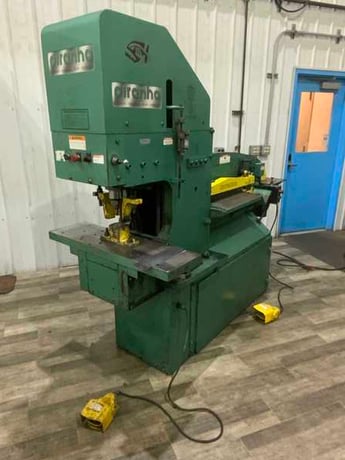 5" x 5" x 3/8" Piranha #PII-88, ironworker, 88 ton, 10" throat, 10 HP, electric foot pedal - Image 1