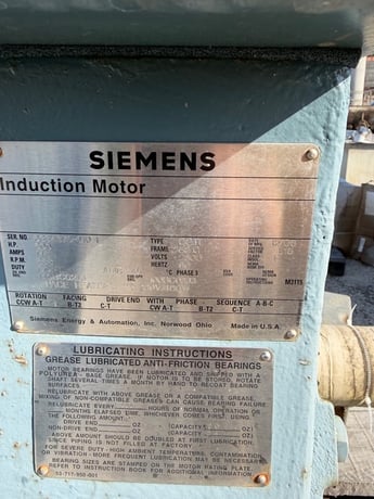 600 HP 888 RPM Siemens, Frame 5810, weather protected enclosure type 2, Ball, 1.15 service factor, 2300 - Image 1