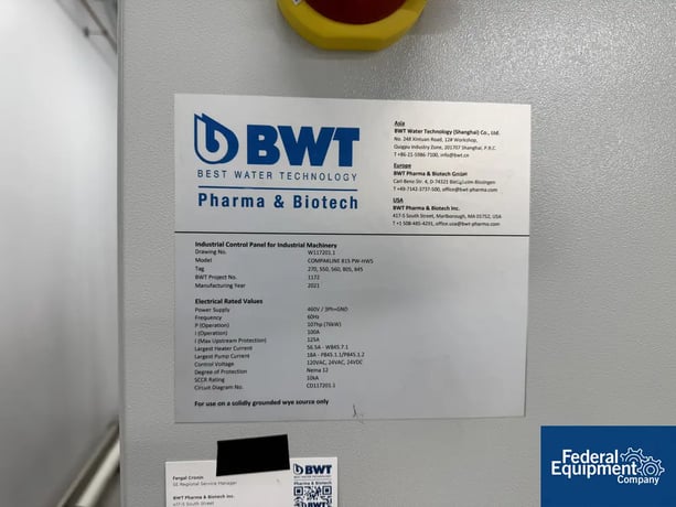 BWT #Compakline-815-PW-HWS, Soft water generation, skid, 80 GPH gen, 45 GPM distrib, 460 V., 2021 - Image 2